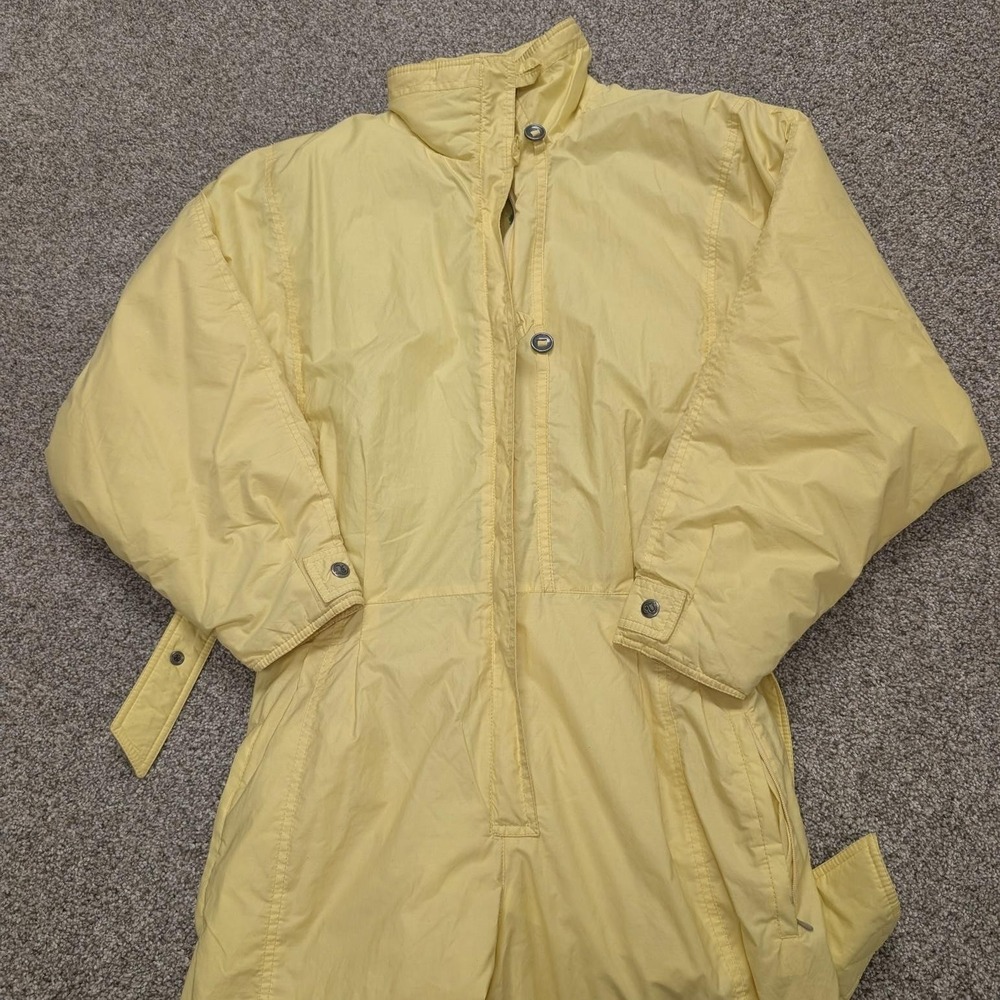 Vintage Jumpsuit Womens 40 Yellow Insulated Ski Belted Zip One Piece Winter